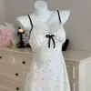 Pijama Sexy Estilo Francés para Mujer Verano Nuevo de Seda de Hielo Camisón Estilo Fresco Dulce Tirantes Finos Ropa de Casa para Niña