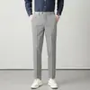Pantalones Casuales Gruesos Versátiles de Moda para Hombre Otoño/Invierno 2026, Pantalones Rectos Ajustados para Hombre, Pantalones de Vestir Gruesos con Forro Polar Otoño/Invierno
