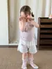 Conjunto Infantil Yinco para Meninas Verão Estilo Fino 2026 Casual Respirável Roupa Infantil Classe A Body e Shorts para Bebê Menina