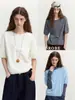 Suéter Feminino de Lã de Alta Qualidade com Gola Redonda, Malha Macia Escovada Fosca, Manga Curta - Hong Kong e American Apparel