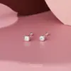 Brincos Quadrados de Zircônia Colorida em Prata Pura S999 para Mulheres, Simples e Modernos, Nicho Acessível, Luxo de Alta Qualidade, Elegantes para Instagram, Brincos de Rosca