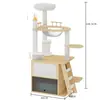Marco de escalada para gatos de madera maciza, nido para gatos, rascador de cuerda de papel kraft, marco de escalada para juguetes de gato, marco de escalada para gatos de múltiples niveles