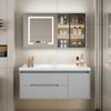 Nuevo Estilo Panel de Puerta de Roble Mesa de Lavado Combinación Lavabo Lavabo para Baño Crema Gabinete de Baño Integrado Lavabo
