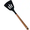 Utensílios de Cozinha de Silicone com Cabo de Madeira 9 Peças Espátula de Cozinha Colher de Sopa Colher de Arroz Conjunto de Silicone para Cozinha