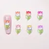 Decorações de arte de unha em tulipa com gradiente cristalino resina pequenos acessórios brincos DIY tachinhas flores presilhas de cabelo acessórios de unha vestíveis strass