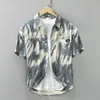 Camisa de Manga Corta Estampada Tie-Dye Estilo Japonés para Hombre, Tendencia de Verano Holgada Casual Juvenil de Alta Gama Elegante