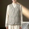 Chaleco Ligero de Algodón Estilo Nuevo 2026 para Mujer, Chaleco Corto sin Cuello Otoño e Invierno, Chaqueta Redonda Talla Grande