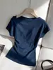 Blusa gris única y hermosa de hombros descubiertos para mujer, camiseta de verano ajustada de manga corta, top elegante y con estilo que ciñe la cintura