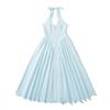 Exportação Transfronteiriça Roupas Femininas Verão 2025 Europeu e Americano Decote V Cintura Halter Vestido de Comprimento Médio para Mulheres H525037/8