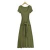 Vestido largo elegante de cintura ajustada y adelgazante estilo Yujie para mujer, nuevo vestido de verano de dos piezas con cordones y cuello cuadrado grande y cintura falsa.