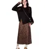 Conjunto de dos piezas para mujer: sudadera irregular de manga larga con estampado de leopardo y falda larga, atuendo elegante de talla grande para otoño