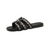 Sandalias de Tacón Grueso Estilo Chanel para Mujer, Novedad Verano 2025 Moda con Perlas y Pedrería Versátiles para la Playa