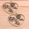 2 Colores 46 * 52mm DIY aleación de zinc accesorios de joyería retro amor rosa colgante mariposa charm