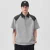 Roupas Masculinas Xintang Camisa polo patchwork com gola para homens, novo casual de verão estilo japonês marca da moda para estudantes