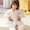 Pijama de Coral Fleece Otoño e Invierno para Niños Dibujos Animados Perro Canela para Niñas Nuevo Set Grueso de Coral Fleece para Estar en Casa 2025