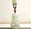 Colgante de Imitación de Jade Blanco Guanyin Buda Sonriente Collar de Imitación de Jade para Hombres y Mujeres Colgante de Jade de Imitación Buda Maitreya Amuletos Adorno