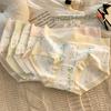 Ropa interior de algodón puro suave con estampado floral, de cintura media, antibacteriana, transpirable, sin costuras, de alto valor, estilo puro y lustroso, para niñas