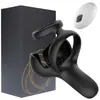 Anillo Vibrador de Bloqueo Perona Funda de Silicona Recargable para Pene para Hombres Masajeador Eléctrico de Próstata Temporizador de Retraso