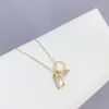 Colar com anel de moda estilo coreano feminino galvanoplastia ouro real micro cravejado zircônia corrente clavícula joia de letra joias atacado