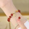 Feijão de Acácia do Sul Ágata Vermelha Pulseira de Feijão Vermelho Pulseira da Sorte Pequena Pulseira para Casal Melhor Amigo Luxo Leve Dropshipping