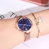 Reloj GEDI para mujer con banda de acero y esfera grande, moderno, impermeable, simple, para estudiante, directo de fábrica