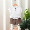 Preço de Atacado da Fábrica de Origem, Novo Estilo de Verão Conjunto de Roupas para Bebê Menino e Crianças, Conjunto Casual de Shorts, Moda Manga Curta de Algodão Puro