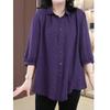 Camisa de Moda Elegante para Mujer Shanli Dadi Verano Nueva Versátil Holgada Talla Grande Cubre Vientre para Mediana Edad y Ancianas