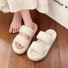 En Stock Entrega Rápida 2025 Nuevas Pantuflas de Felpa Otoño e Invierno para Mujer, Pantuflas de Felpa y Algodón Gruesas para Exterior, Moda y Perezosas
