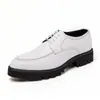 Zapatos de Cuero para Hombre, Zapatos Blancos para Hombre Estilo Coreano, Zapatos de Cuero de Suela Gruesa Estilo Británico que Aumentan la Altura, Zapatos para Estudio de Fotografía de Bodas, Zapatos Casuales de Negocios