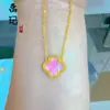 Tienda de Oro Mismo Estilo Collar de Corazón Picado Chapado en Oro Alta Retención de Color Floral Mariposa Moneda de los Cinco Emperadores Collar Venta al por Mayor