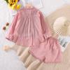 Aile Rabbit 2025 Verão Novo Moda Infantil Alça com Letra Casual Soltinho Fino Conjunto de Camisa e Shorts