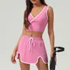Ropa deportiva de ocio europea y americana Protector solar Traje de yoga Pantalón Falda Traje de tenis Seda de hielo Fresco Reúne Sujetador de cuello en V Traje de fitness