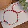 Pulseira de Corda Vermelha Prata Estilo Étnico Tibetano Feminina Tecida à Mão Pura Benmingnian Simples Namorada Corda de Mão Pulseira Estilo Nacional