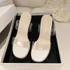 Nuevas sandalias transparentes de cristal con tacón alto para mujer, con plataforma impermeable, tacón grueso, elegantes y con estilo, adecuadas para usar al aire libre, disponibles en tallas grandes 35~42