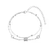 Pulsera de Doble Capa para Cintura Delgada para Mujeres Diseño de Nicho Ins Geométrica Exquisita de Gama Alta Versátil Pulsera para Mejor Amiga Venta al por Mayor