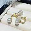 Celebridad de Internet de Xiaohongshu Recomienda Zapatos Clásicos de Tacón Alto y Elegantes Pendientes/Broches para Orejas de Perla de Agua Dulce Brillantes Estilo Coreano