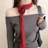 Lenço de Seda Fashion de Alta Qualidade com Bolinhas e Flores para Mulheres, Verão, Fino, Longo, com Laço para Pescoço