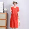 Vestido Novo de Algodão e Seda 2026, Roupa da Moda para Mães de Meia-Idade e Idosas, Vestido de Algodão Artificial para Tamanhos Grandes, Elegante