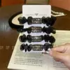 2025 Nuevo Coletero de Goma de Alta Gama Estilo Coreano Lazo para el Cabello Exquisito Malla Cuadrada Diamante de Imitación Coletero Diadema para Mujer