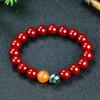 Pulseira de Cinábrio Atacado Pulseira de Areia Dourada para Homens e Mulheres Ano do Zodíaco Areia Roxa Dourada Pulseira de Lótus para Meditação de Cinábrio