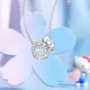 Collar de Corazón Hello Kitty Chica Inteligente Cadena para Clavícula Corazón Hello Kitty Colgante Latente Sentido del Diseño para Enviar a Novia