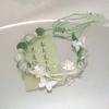 Pulseira antiga chinesa verde verde verde verde legal vintage estilo nacional design de nicho borboleta presente