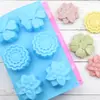 Que 6 incluso mezclado tres flores molde de silicona para pastel molde para jabón hecho a mano molde para pastel de luna herramientas de horneado DIY aromaterapia