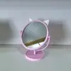 Espelho de Mesa com Orelhas de Gato para Maquiagem, Espelho de Mesa para Dormitório de Meninas, Espelho de Penteado Giratório HD, Espelho de Beleza Princesa, atacado