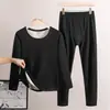 Roupa íntima térmica de alta qualidade para outono e inverno, conjunto masculino com forro de fleece, veludo extra grosso, sem costura, elástica, calça comprida para o papai