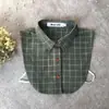 H41 Nuevo Estilo Coreano Algodón Retro Cepillado Cuadros Cuello Falso Cuello de Camisa para Mujer Cuello de Camisa para Hombre Cuello Falso Cuello de Sudadera