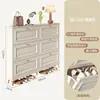 Gabinete para zapatos ultra delgado estilo crema con puerta abatible para entrada del hogar, popular gabinete pequeño para recibidor, zapatero económico que ahorra espacio