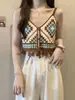 Crochê de Menina Quente Tailandesa Camisola de Malha Vazada Feminina de Verão Sexy Peça Externa Top Curto Sem Mangas Cardigã