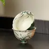 Xícara de Chá Cerâmica Alta com Bocal de Flor Pintada à Mão Estilo Antigo Conjunto de Chá Kung Fu Xícara de Mestre Xícara de Degustação de Orquídea