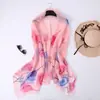 Bufanda de Seda Yourou Estilo Coreano Primavera y Verano Nueva Estampado de Pétalos de Rosa Toalla de Playa Larga de Seda de Hangzhou para Mujer Protector Solar